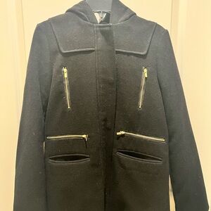 Girls Copper Key Black Pea Coat with Gold Accents